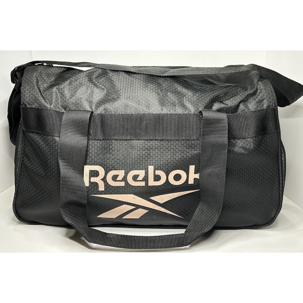 Reebok Duffel Bag Sports Gym Lightweight Black With Rose Gold Logo